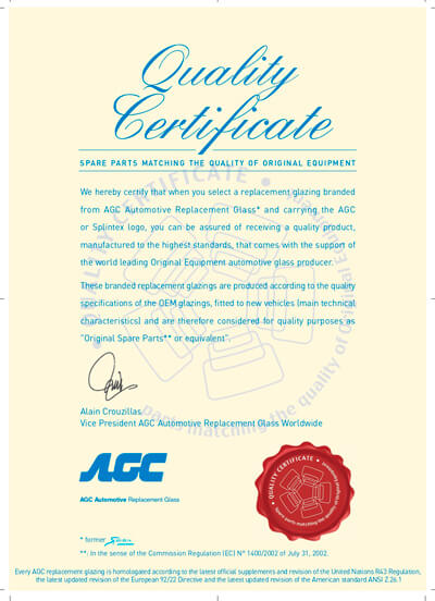 Сертификат качества AGC